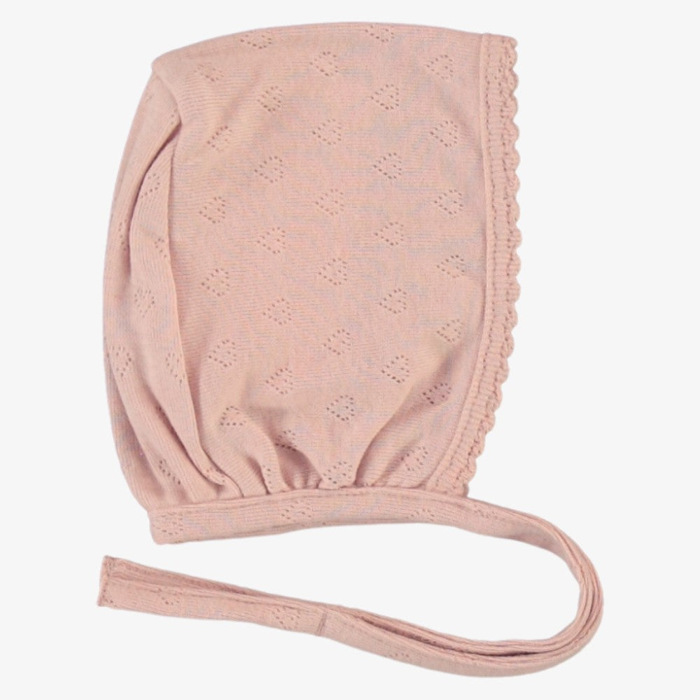 Bebe Heart Pointelle Bonnet - Blush