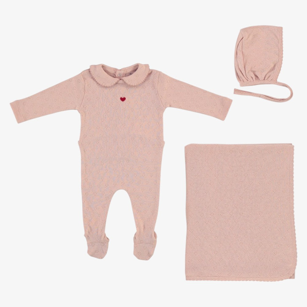 Bebe Heart Pointelle Take Me Home Set - Blush