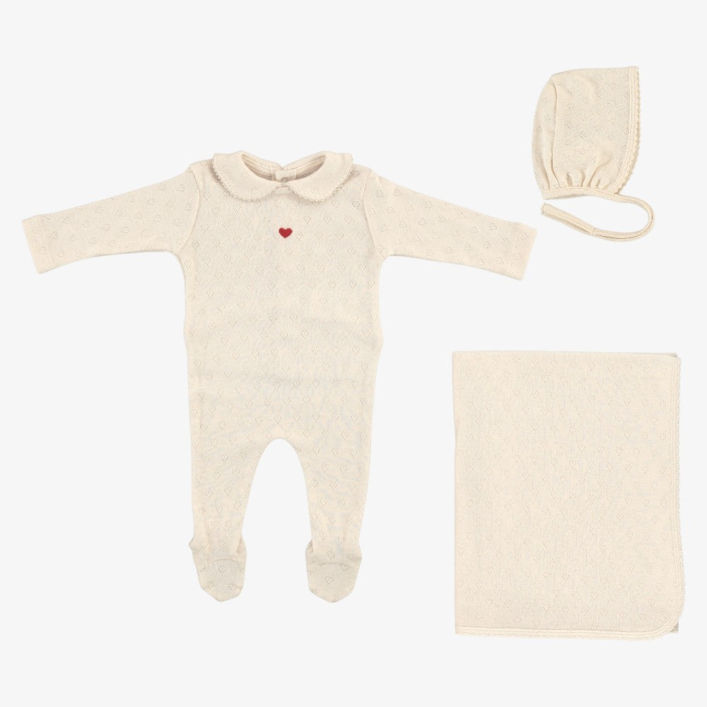 Heart Pointelle Take Me Home Set - Natural
