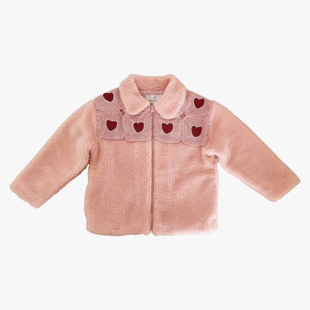Heart Pointelle Jacket - Blush