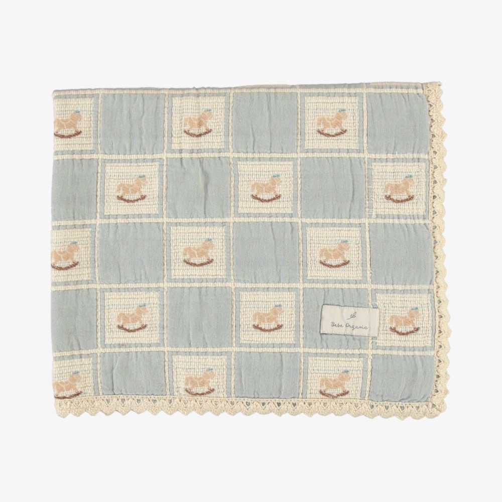 Horse Patchwork Blanket - Blue