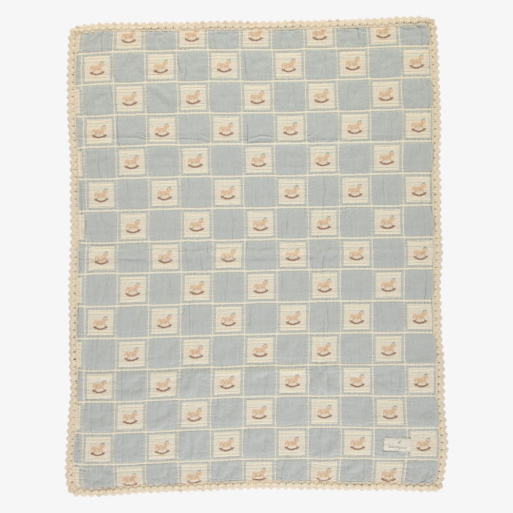 Horse Patchwork Blanket - Blue