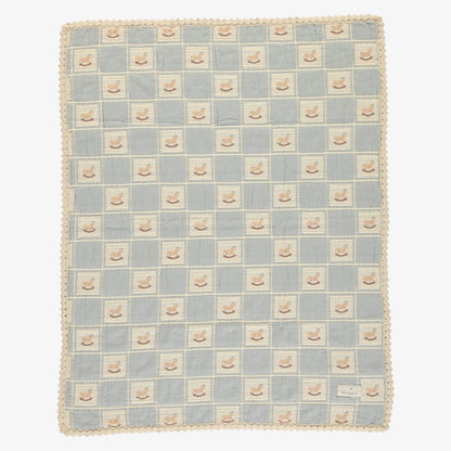 Horse Patchwork Blanket - Blue