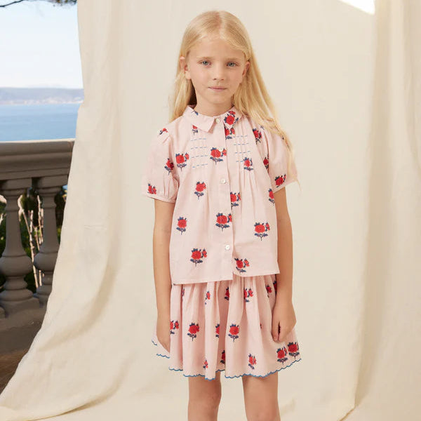 April Blouse And Skirt - Rose