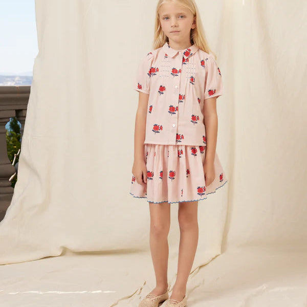 April Blouse And Skirt - Rose