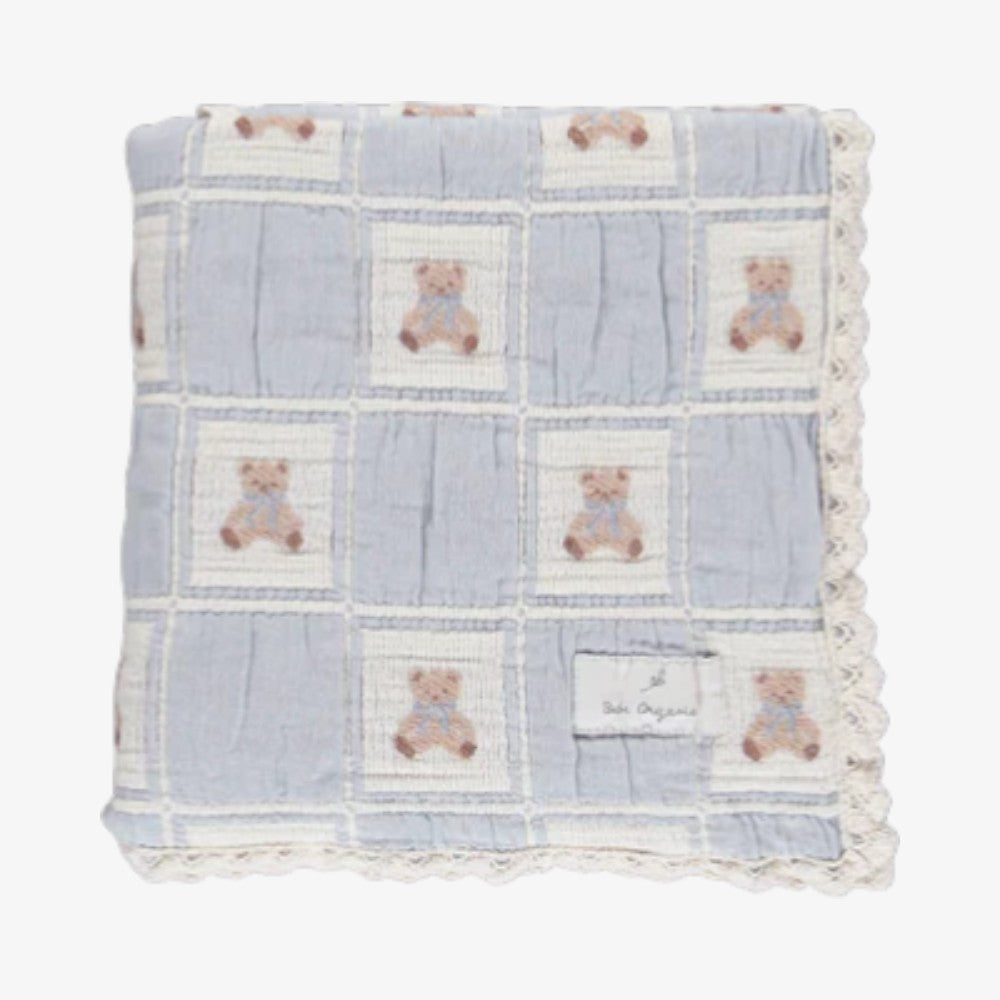 Teddy Bear Blanket - Blue