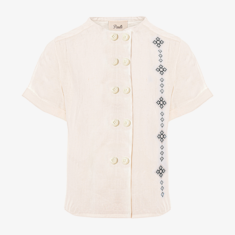 Embroidered Shirt And Shorts - Ivory