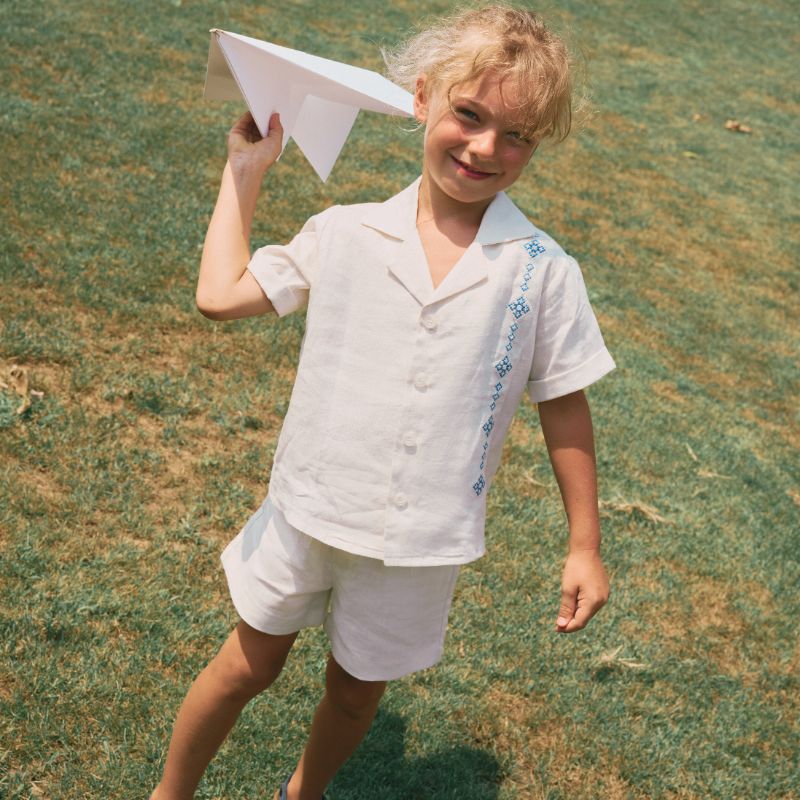 Embroidered Shirt And Shorts - Ivory