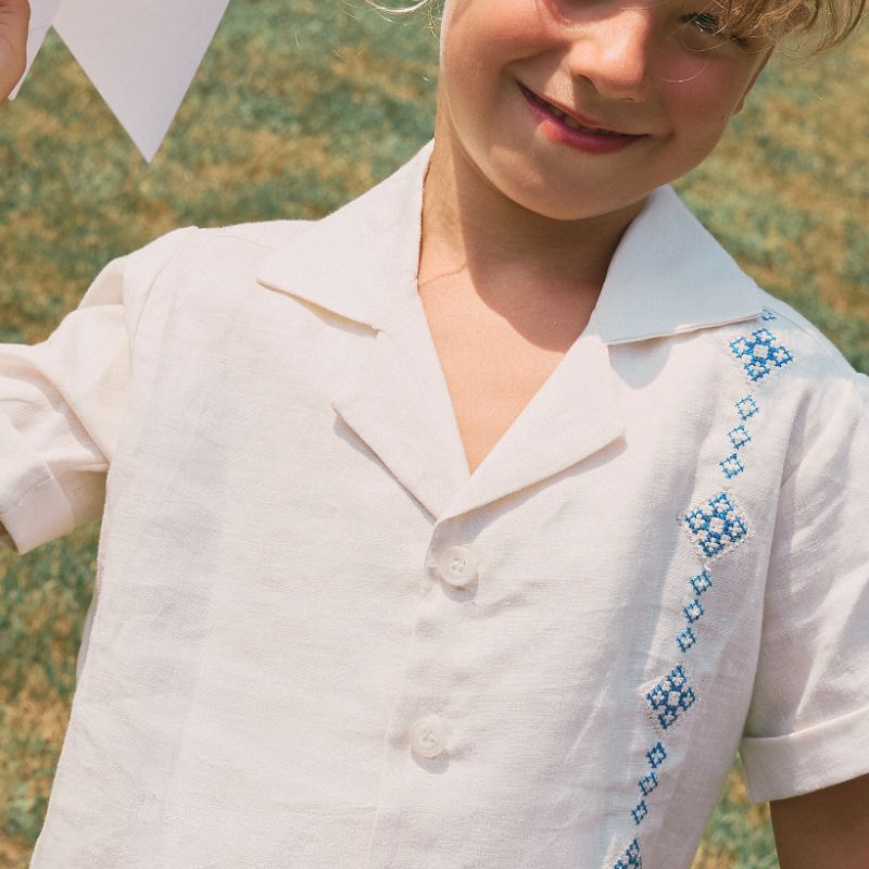 Embroidered Shirt And Shorts - Ivory