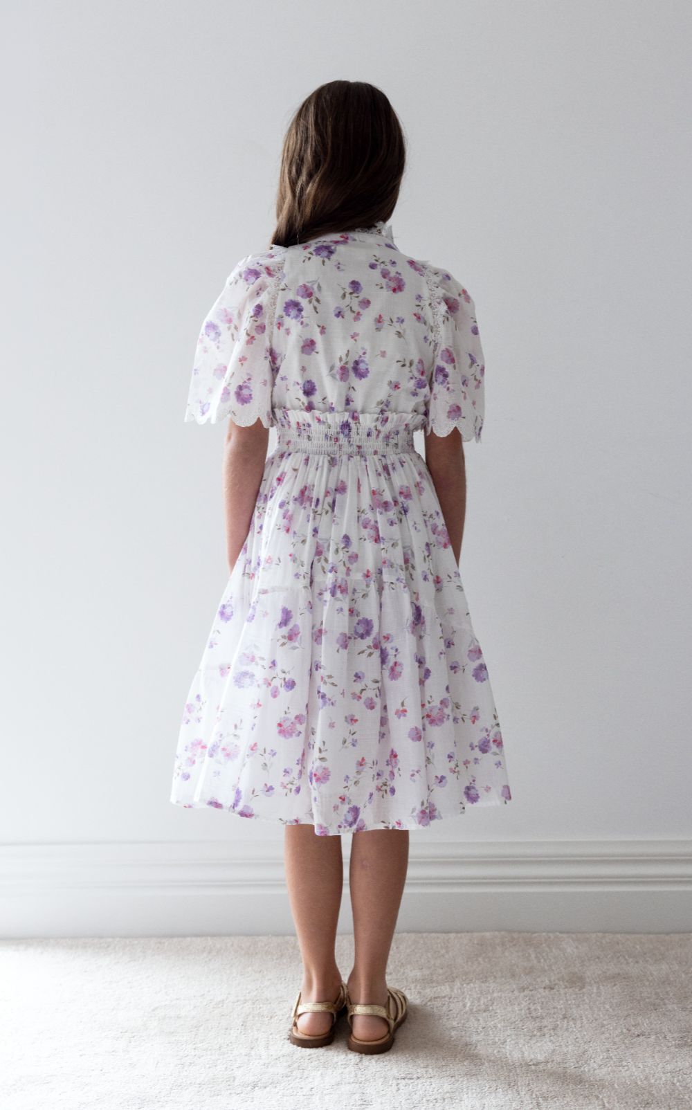 Floral Waisted Dress - Lilac