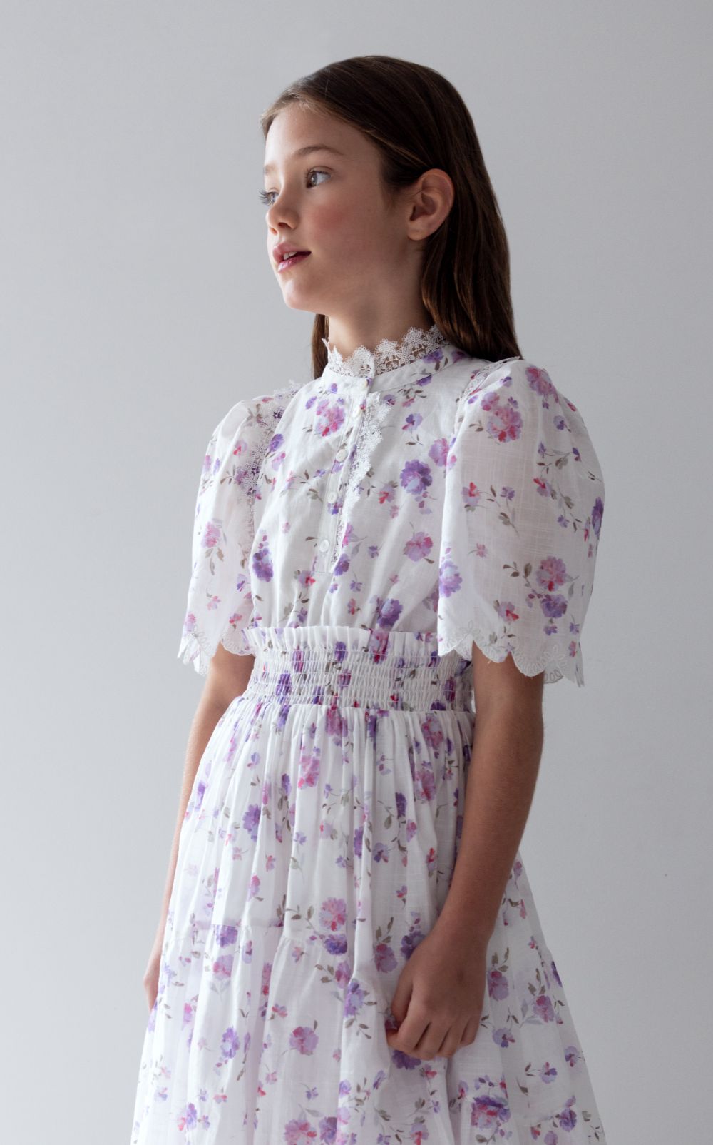 Floral Waisted Dress - Lilac