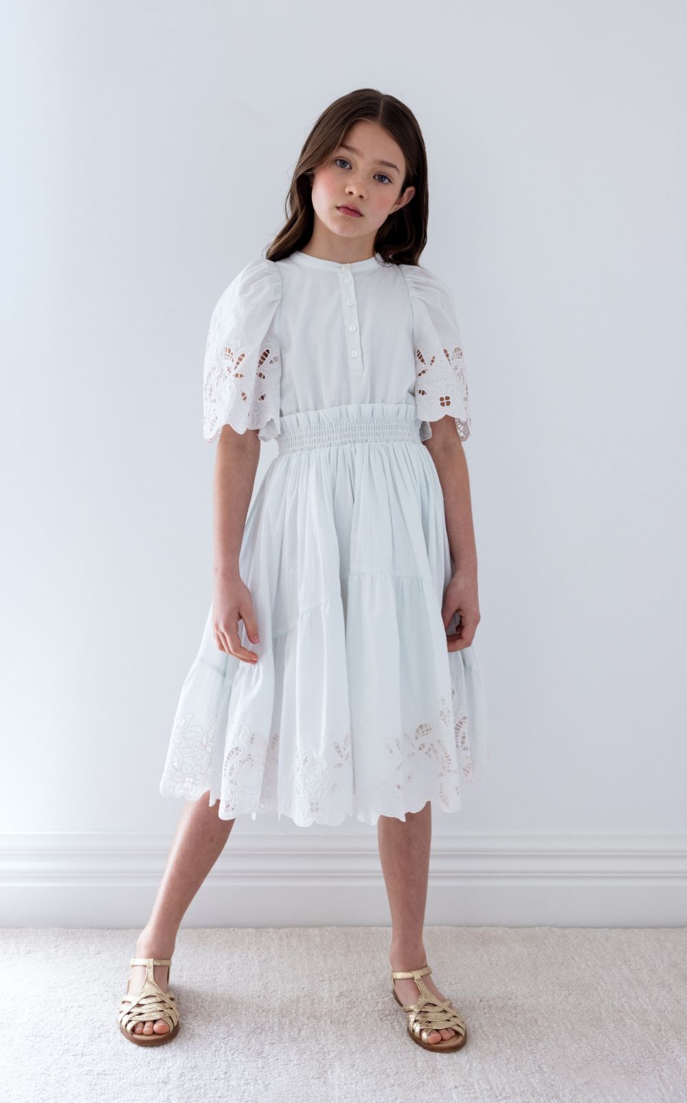 Shirred Dress - Light Blue