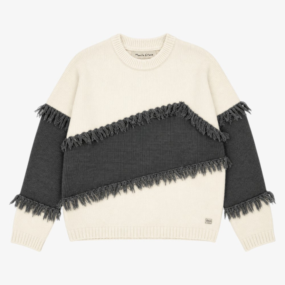 Tassle Sweater - Latte &amp; Grey