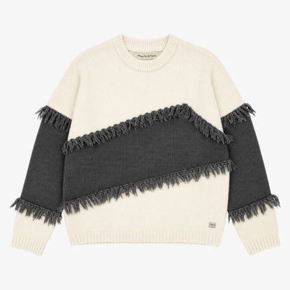 Tassle Sweater - Latte &amp; Grey