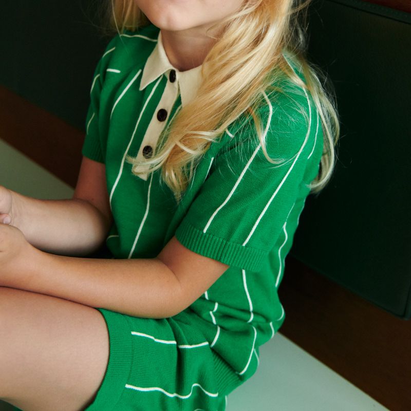 Striped Polo - Basil&ecru
