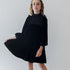 Shirred Organza Velvet Dress - Black