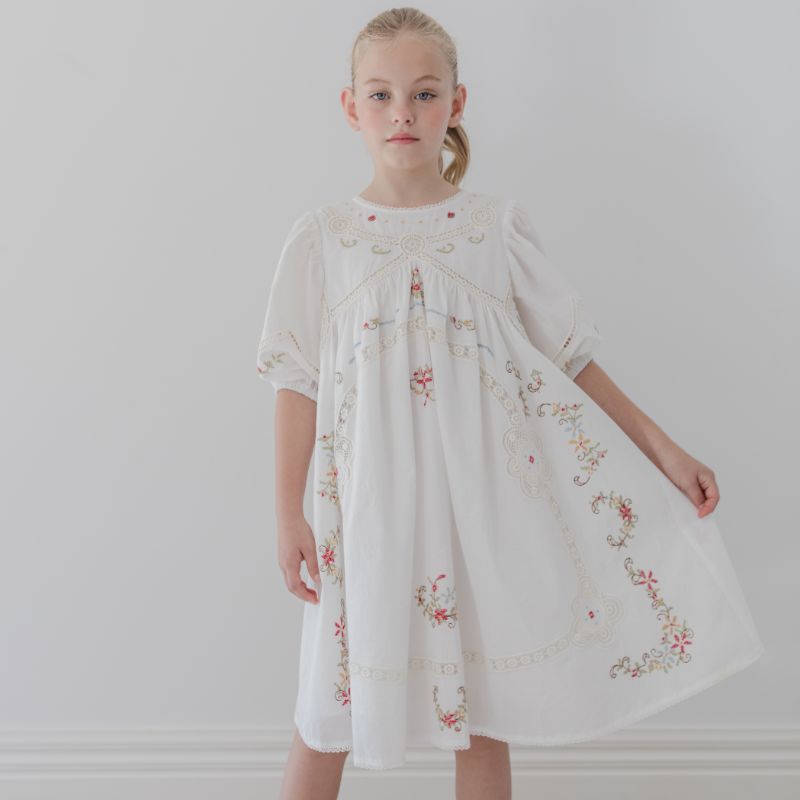 Cross Stitch Dress - White