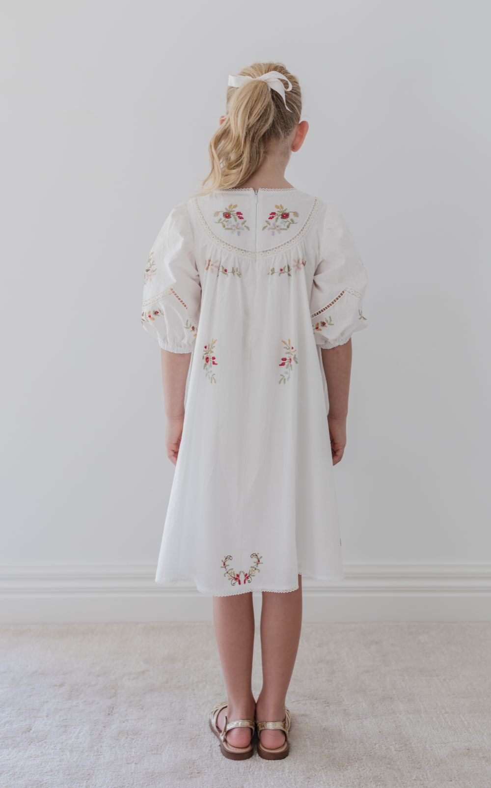 Cross Stitch Dress - White