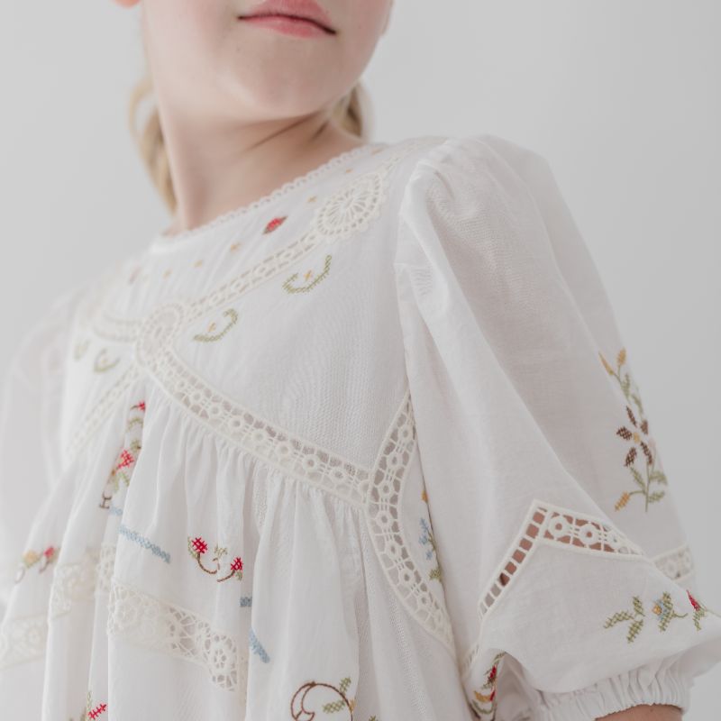 Cross Stitch Dress - White