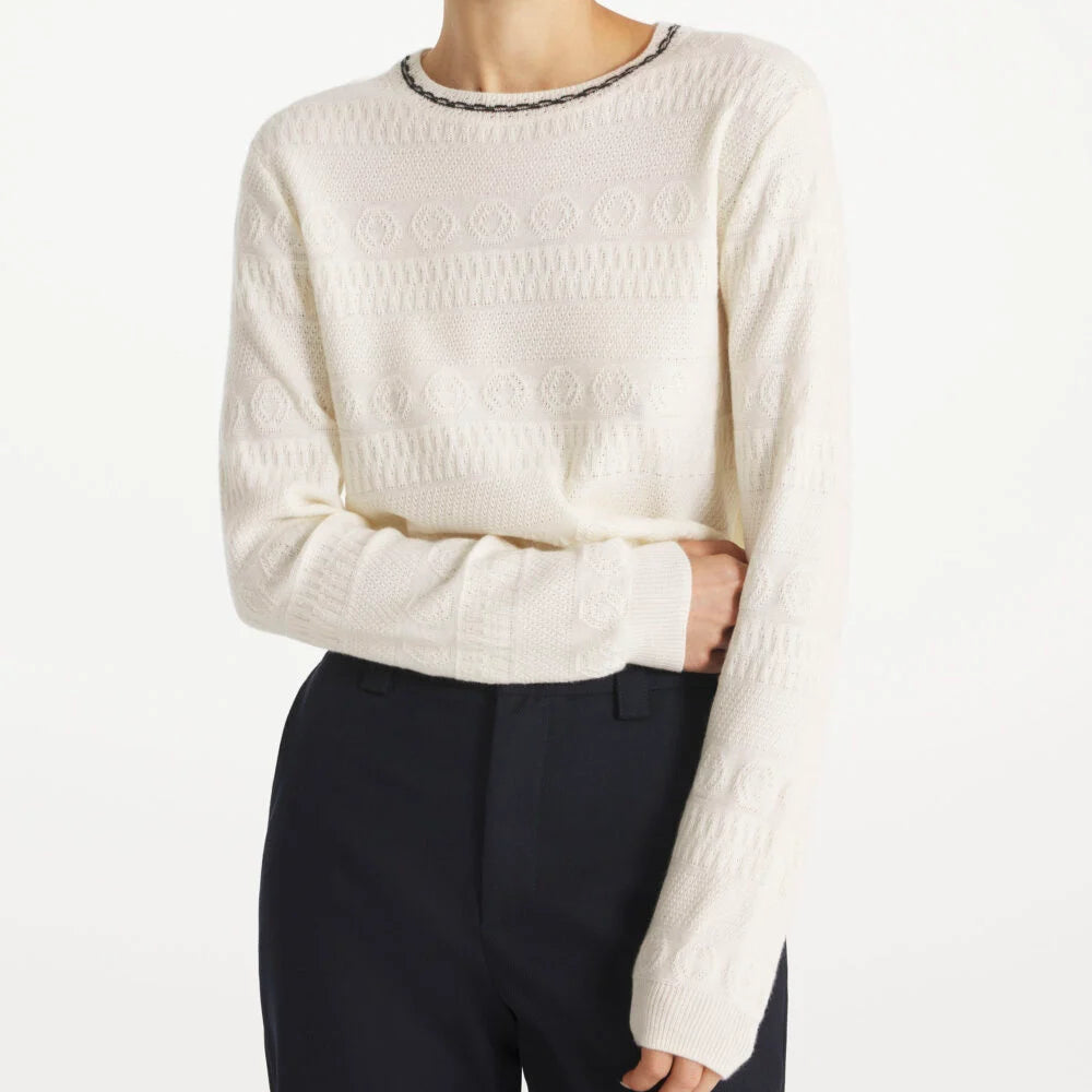 Stripe Neck Sweater - Off White