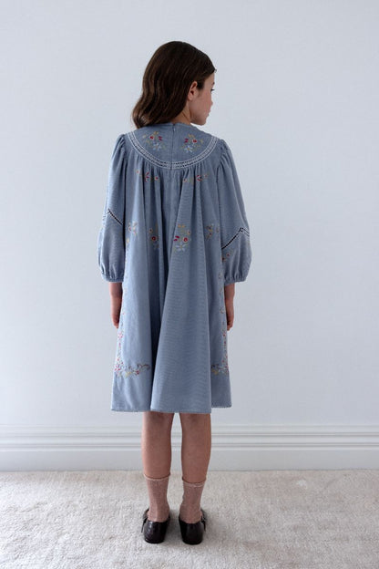 Cross Stitch Embroidered Dress - Blue