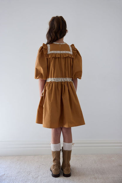 Ribbon Lace Dress - Caramel
