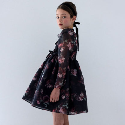 Floral Organza Dress - Black
