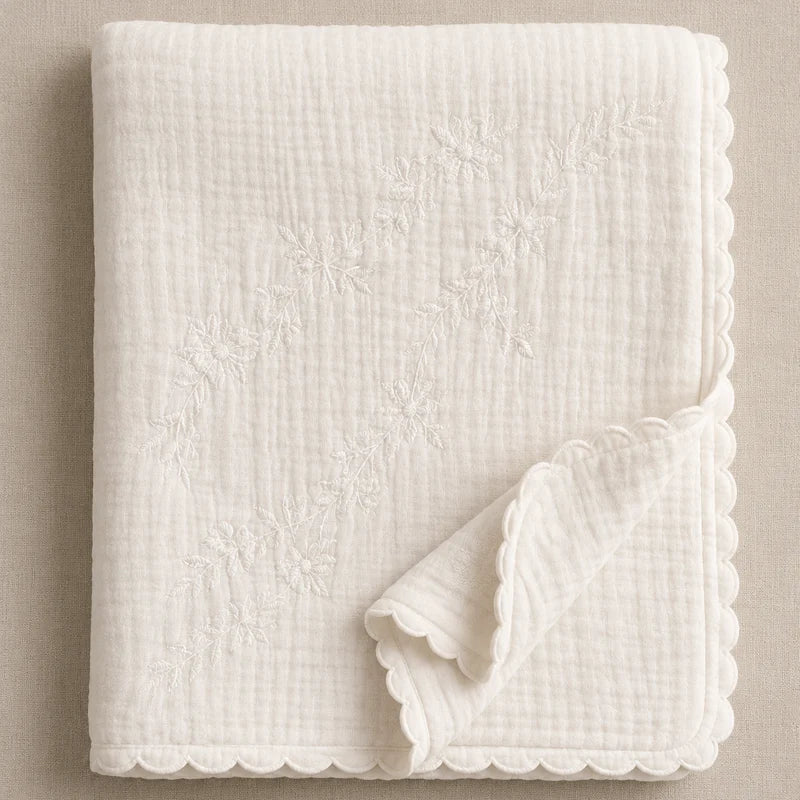 Embroidered Blanket - Ivory