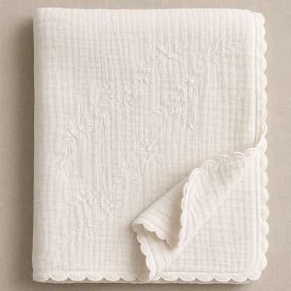 Embroidered Blanket - Ivory