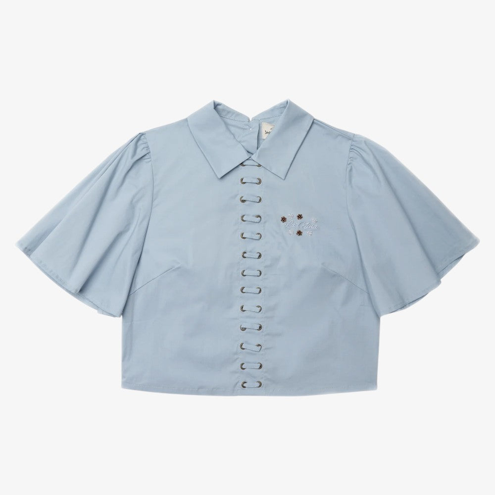 Embroidered Laces Shirt - Blue