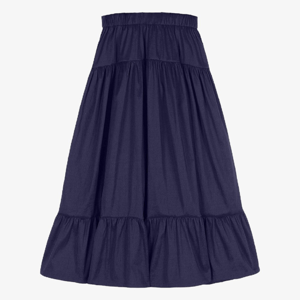 Tafetta Ruffle Blouse And Skirt - Dark Navy