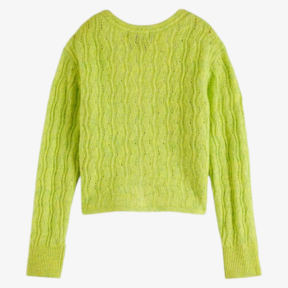 Ajour Knit Cardigan - Lime