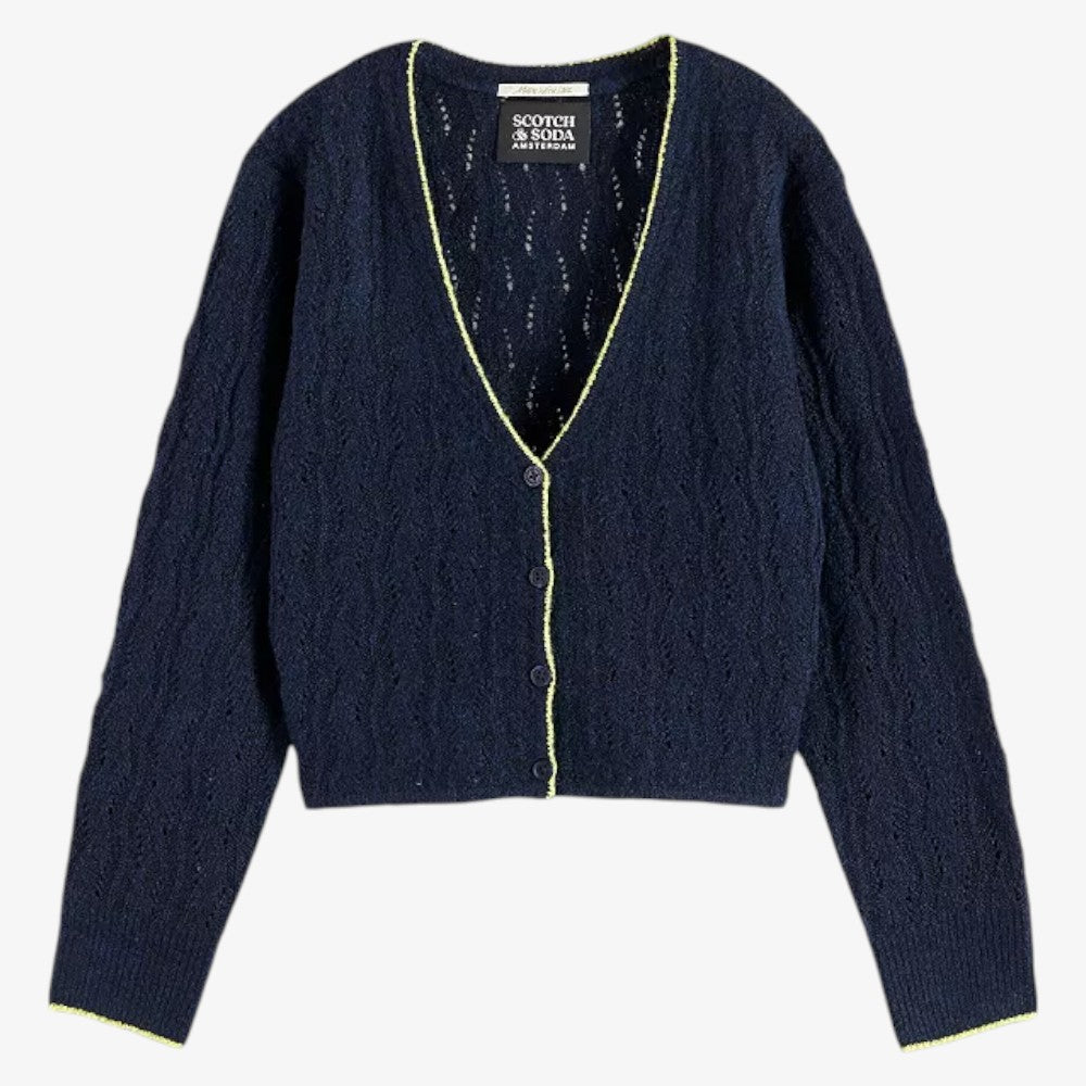 Ajour Knit Cardigan - Sky