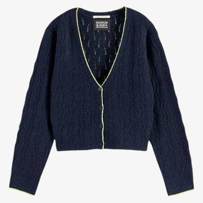 Ajour Knit Cardigan - Sky