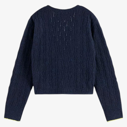 Ajour Knit Cardigan - Sky