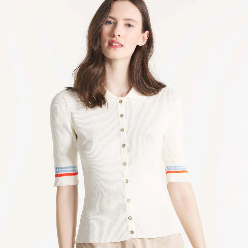 Stripe Polo - Offwhite