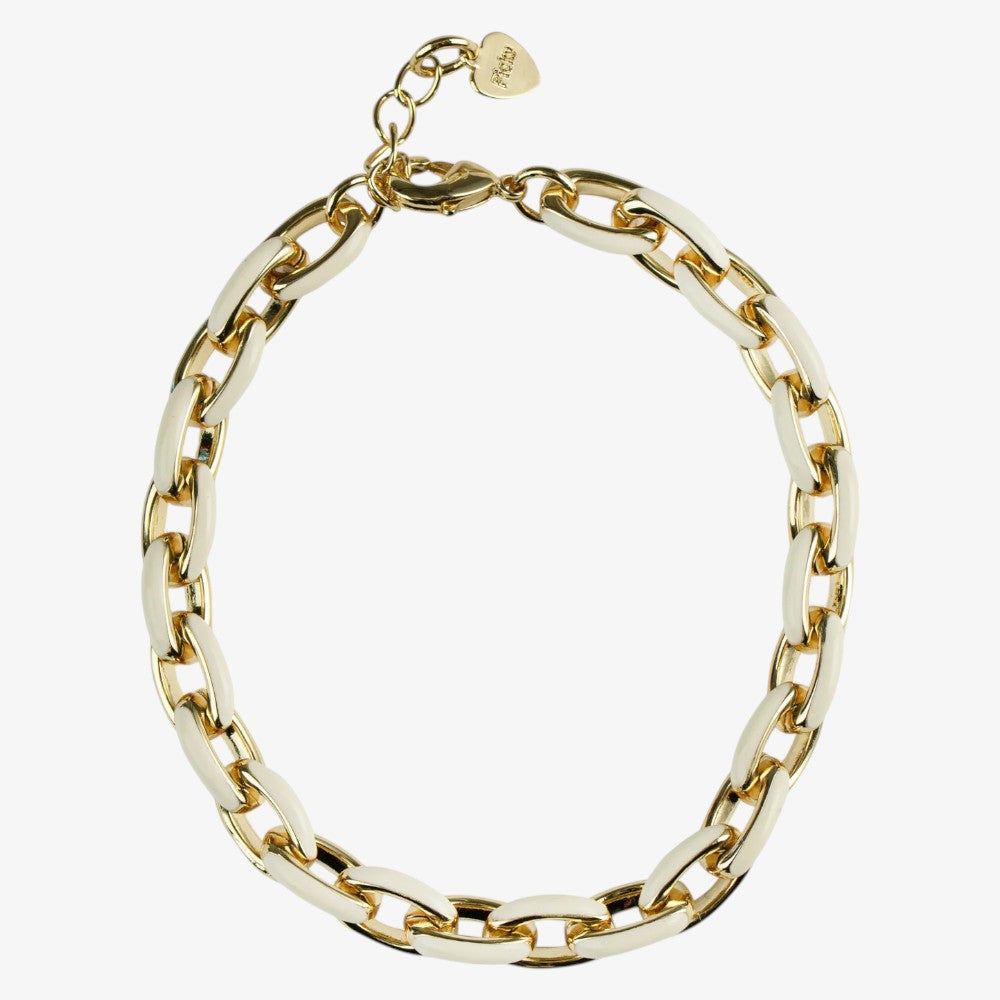 Enamel Link Bracelet - Offwhite&amp; Gold