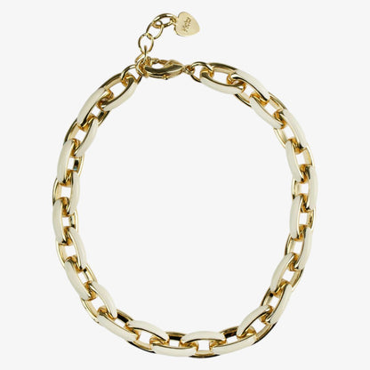 Enamel Link Bracelet - Offwhite&amp; Gold
