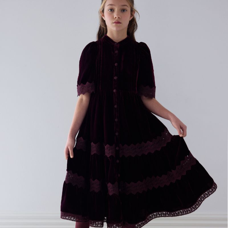 Velvet Midi Dress - Dark Cherry