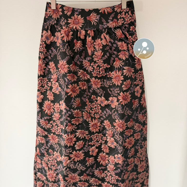 Brocade Skirt - Black Floral