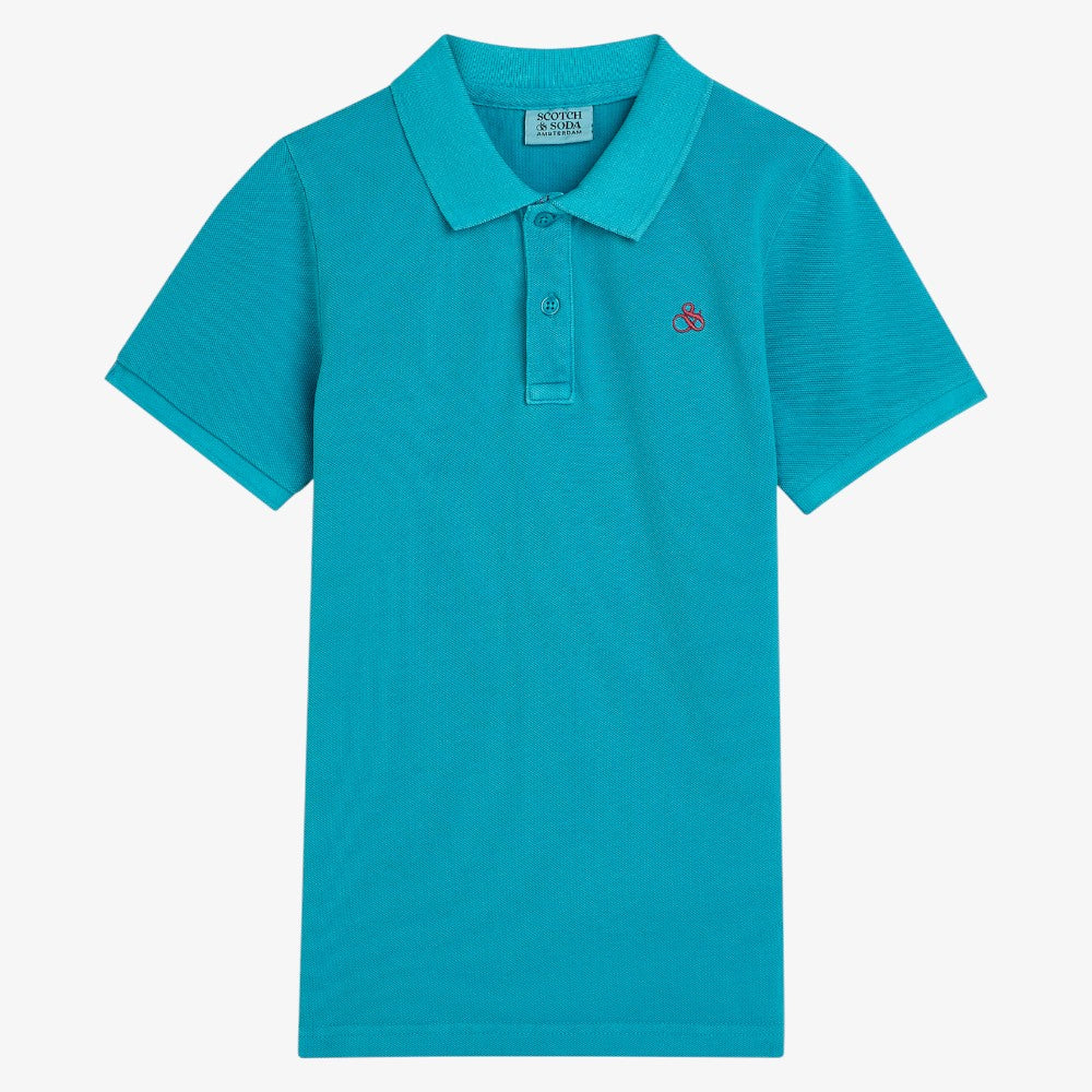 Embroidered Chest Pique Polo - Teal