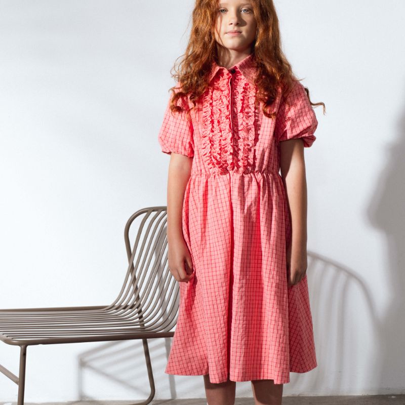 Aeolian Dress - Coral Checks
