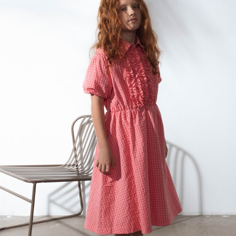 Aeolian Dress - Coral Checks