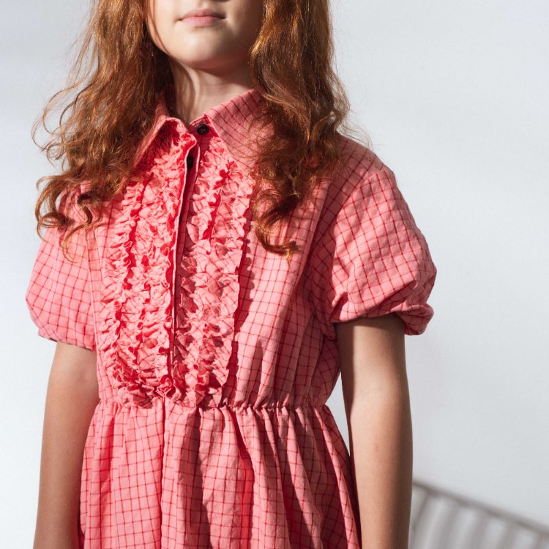 Aeolian Dress - Coral Checks