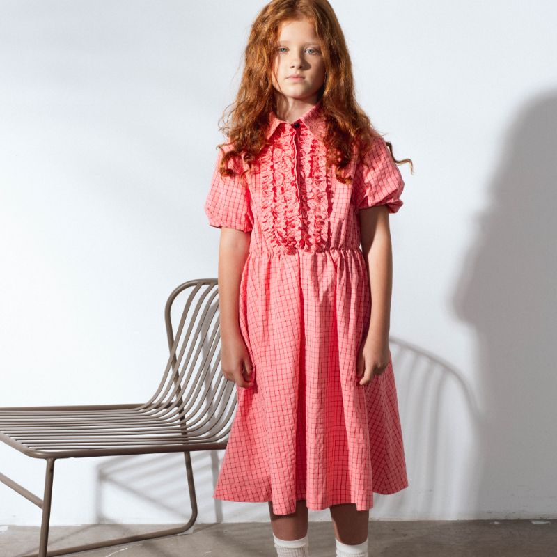Aeolian Dress - Coral Checks