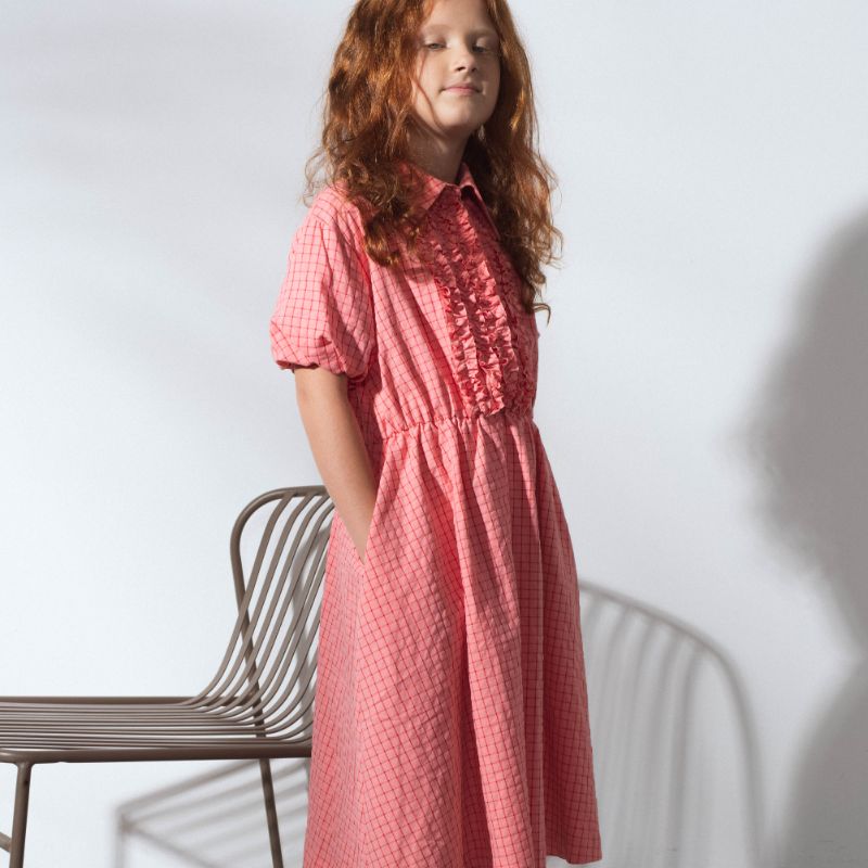 Aeolian Dress - Coral Checks