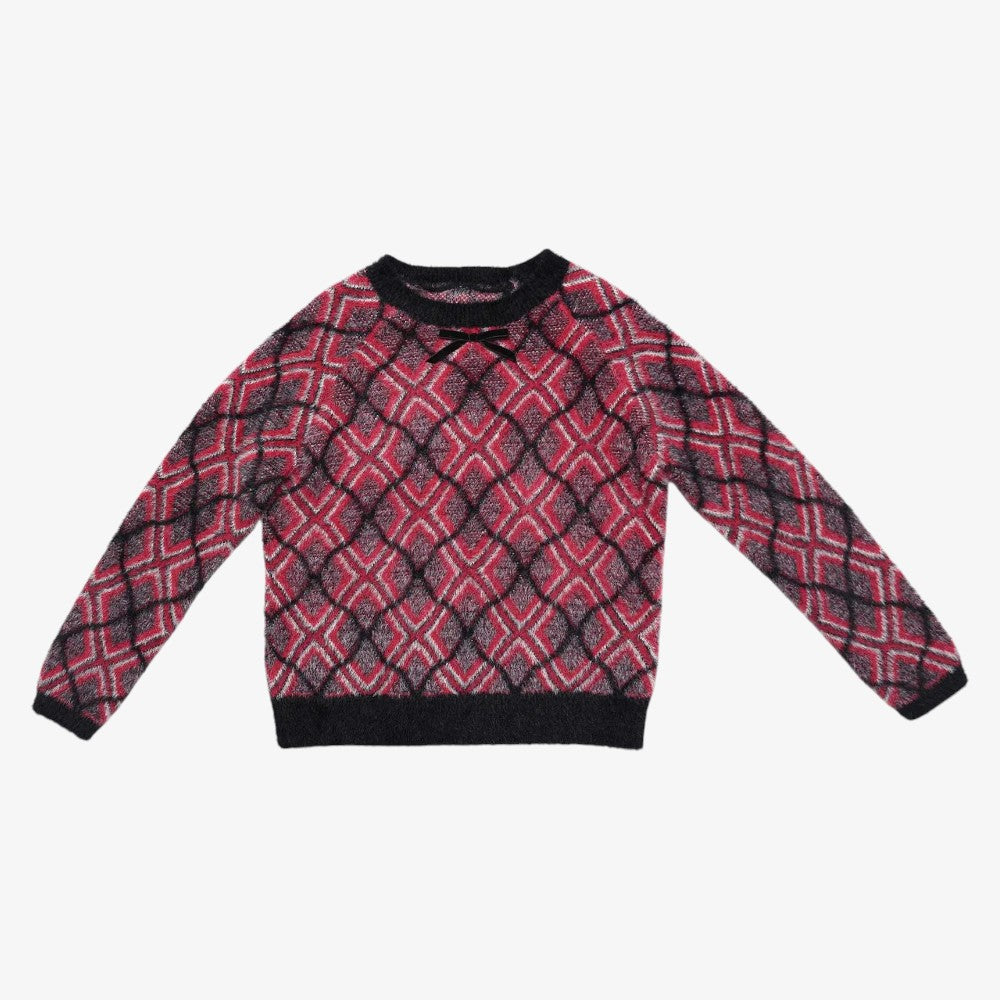 Plaid Mohair Sweater - Pink