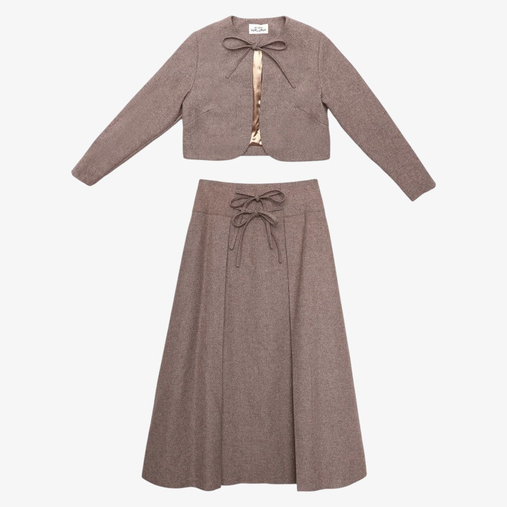 Wool Jacket And Skirt - Brown