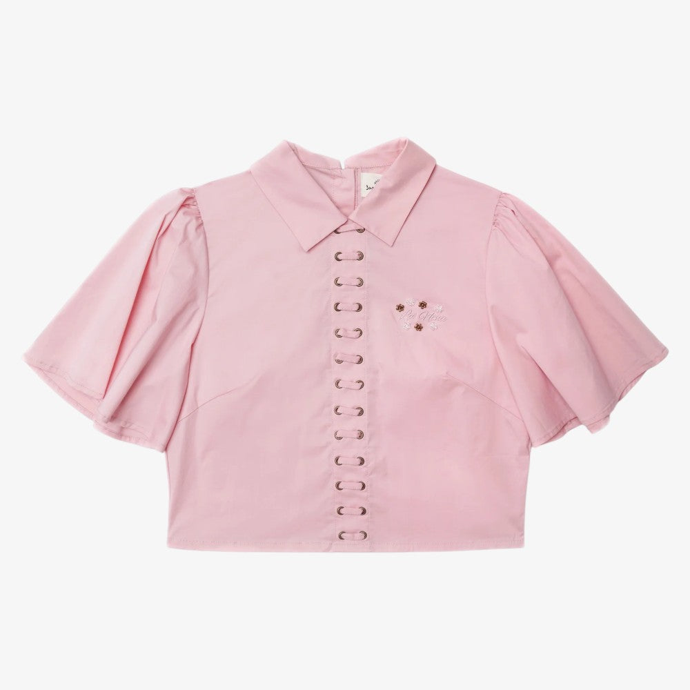 Embroidered Laces Shirt - Pink