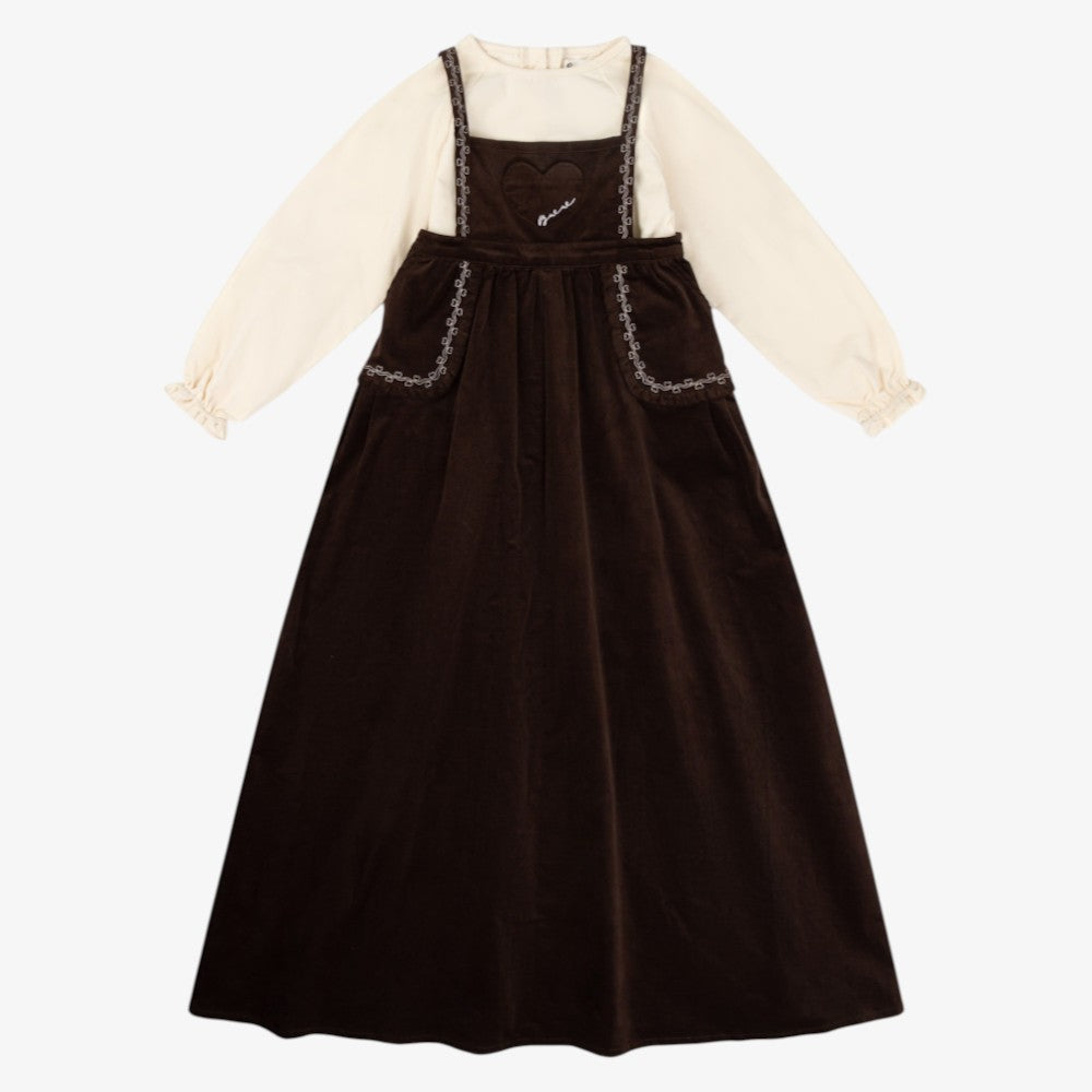 Vintage Cord Maxi Dress - Brown